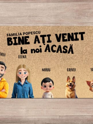 Covoraș personalizat - Familia animată