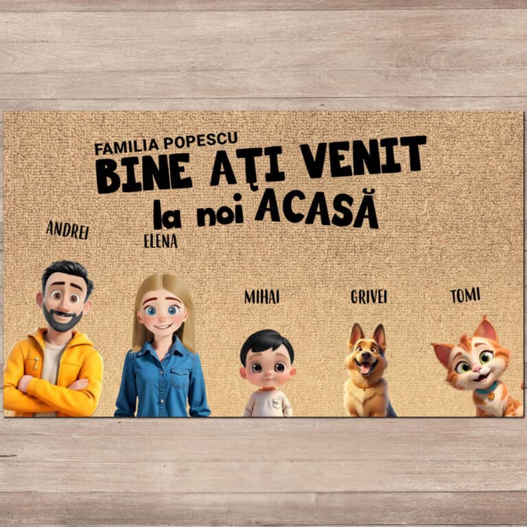 Covoraș personalizat - Familia animată