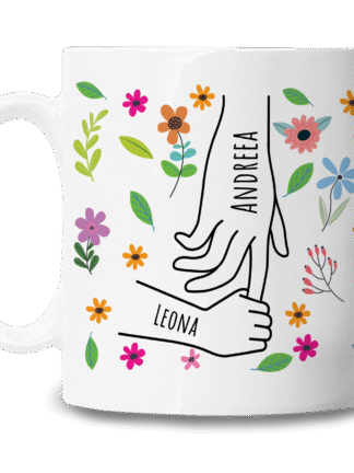 Cană personalizată pentru mama și bunica – Mână în mână