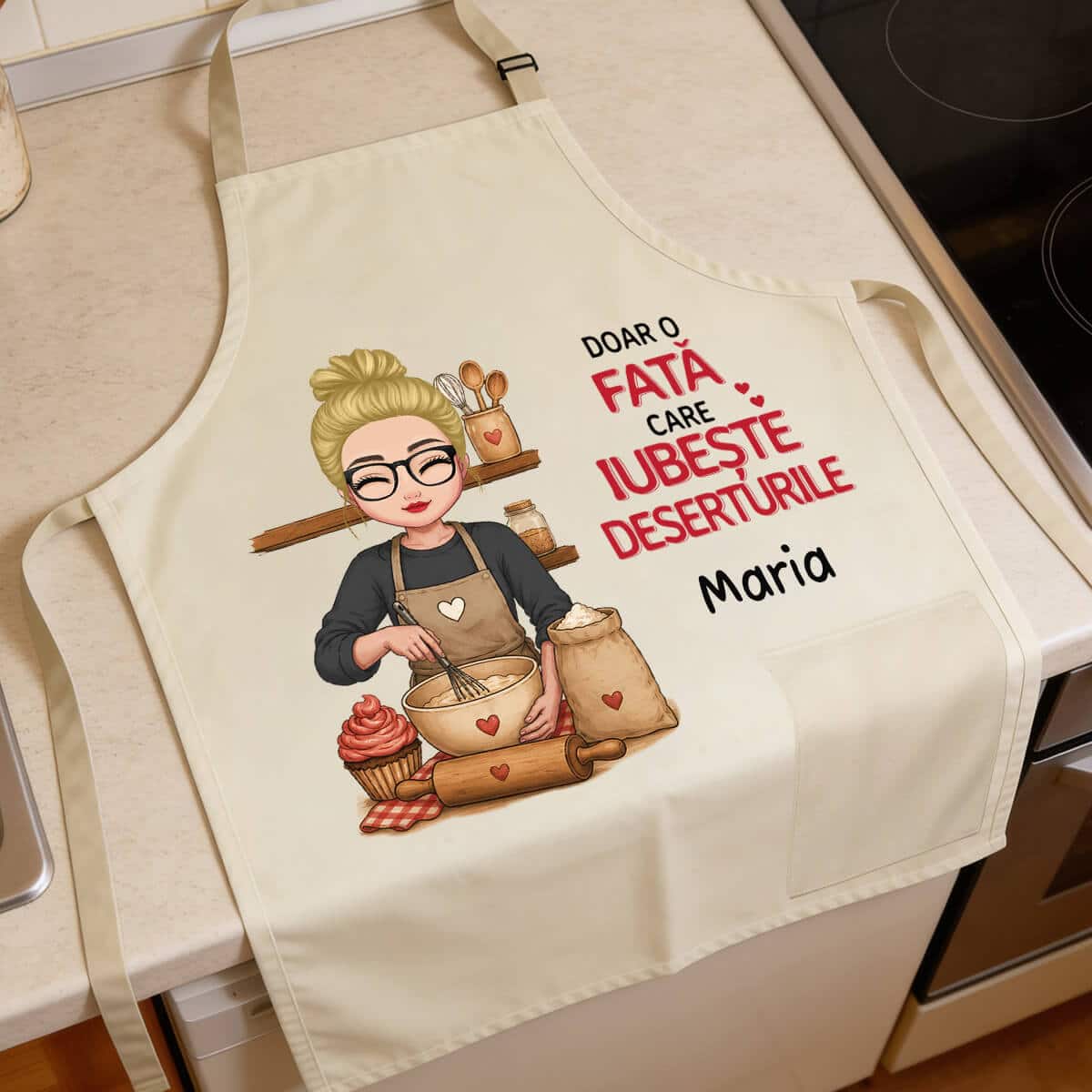 Șorț personalizat - Doar o fată care iubește deserturile